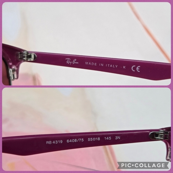 Ray-Ban Clubmaster Matte Violet Graident Brown Womans Sunglasses. RB4319 - Picture 7 of 8